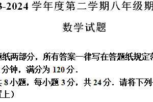 江苏省淮安市涟水县2023-2024学年八年级下学期期末数学试题（含解析）