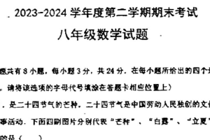 江苏省扬州市邗江区梅苑双语学校2023-2024学年八年级下学期期末考试数学试卷（无答案，可以用作业帮家长版扫）