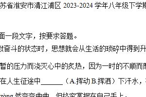 江苏省淮安市清江浦区2023-2024学年八年级下学期期末语文试卷（含答案）