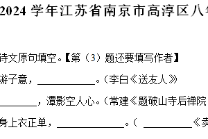江苏省南京市高淳区2023-2024学年八年级下学期期末语文试卷（含解析）