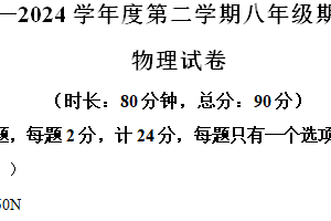 江苏省宿迁市南京师范大学附中宿迁分校2023-2024学年八年级下学期期末考试物理试题（含解析）