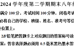 江苏省宿迁市宿豫区2023-2024学年八年级下学期6月期末物理试题（含解析）