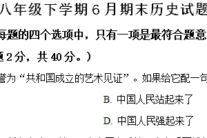 江苏省宿迁市泗洪县2023-2024学年部编版八年级下学期6月期末历史试题（含解析）