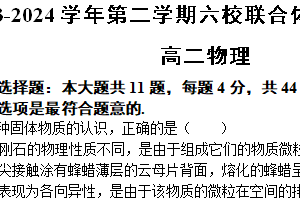江苏省南京市六校联合体2023-2024学年高二下学期期末调研测试物理试卷（含答案）