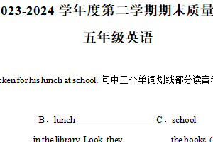 2023-2024学年江苏省连云港市东海县五年级下学期期末英语试卷（含解析）