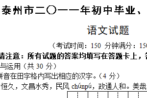 2011年江苏省泰州市中考语文试卷（含答案）