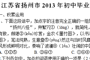 2013年江苏省扬州市中考语文试卷（含答案）