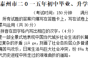 2015年江苏省泰州市中考语文试卷（含答案）