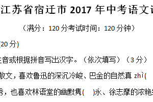 2017年江苏省宿迁中考语文试题（含答案）