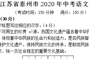 2020年江苏省泰州市中考语文试卷（含答案）