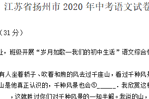 2020年江苏省扬州市中考语文试卷（含答案）