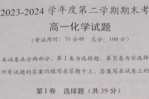 江苏省泰州市2023-2024学年高一下学期6月期末考试 化学试题 （含答案）