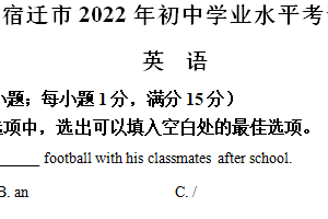 2022年江苏省宿迁市中考英语真题（含解析）