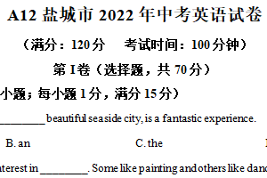 2022年江苏省盐城市中考英语真题（含解析）