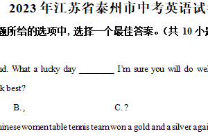2023年江苏省泰州市中考英语真题（含解析）