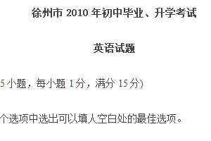 2010年江苏省徐州市中考英语试题（含答案）