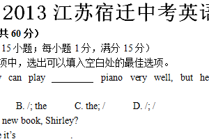 2013年江苏省宿迁市中考英语试题（含解析）