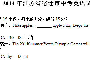 2014年江苏省宿迁市中考英语试题（含解析）