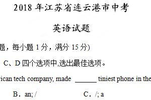 2018年江苏省连云港市中考英语试题（含解析）