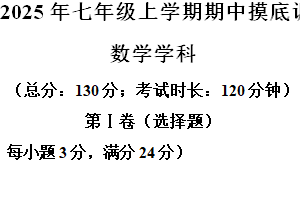 江苏省苏州市2024-2025学年七年级上学期期中数学摸底调研卷（含解析）