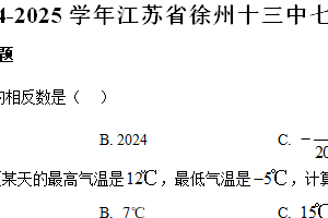 江苏省徐州市第十三中学2024—2025学年上学期七年级期中考试数学试卷（含解析）