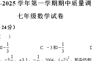 江苏省扬州市高邮市2024-2025学年七年级上学期期中考试数学试题（含解析）