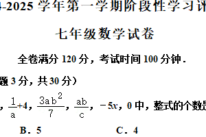 江苏省镇江市第十中学、京口中学2024-2025学年七年级上学期11月期中数学试题（含答案）