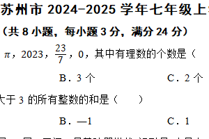 江苏省苏州市2024-2025学年七年级上学期期中数学摸底调研卷（含答案）