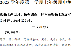 江苏省淮安市涟水县2024-2025学年七年级上学期期中语文试题（含解析）