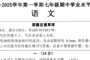 江苏省宿迁市泗阳县2024-2025学年七年级上学期11月期中语文试题（含答案）