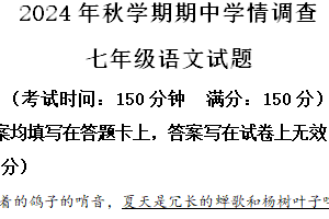 江苏省泰州市姜堰区2024-2025学年七年级上学期期中语文试题（含解析）