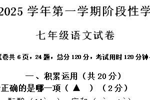 江苏省镇江市京口区镇江市第十中学、京口中学2024-2025学年七年级上学期11月期中语文试题（含答案）