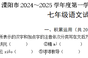 江苏省常州市溧阳市2024-2025学年七年级上学期11月期中语文试题（含答案）