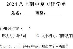 江苏省南京江北新区浦口外国语学校2024-2025学年八年级上学期数学期中复习评学单（含解析）