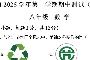 江苏省南京民办求真中学2024-2025学年八年级上学期数学期中考试卷（含解析）