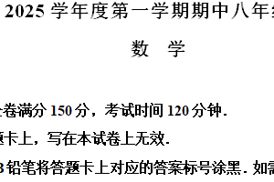江苏省宿迁地区2024-2025学年八年级上学期期中考试数学试题（含解析）