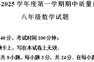 江苏省徐州市铜山区2024—2025学年上学期八年级数学期中质量自测试题（含解析）