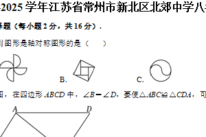 2024-2025学年江苏省常州市新北区北郊中学八年级（上）期中数学试卷（含解析）