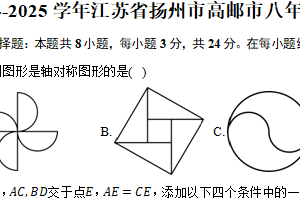 江苏省扬州市高邮市2024-2025学年八年级（上）期中考试数学试卷（含答案）