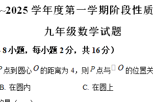 江苏省常州市2024-2025学年九年级上学期数学期中统考卷（含解析）