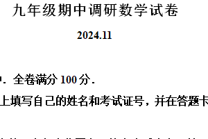 江苏省常州市天宁区常州市实验初级中学2024-2025学年九年级上学期11月期中数学试题（含解析）