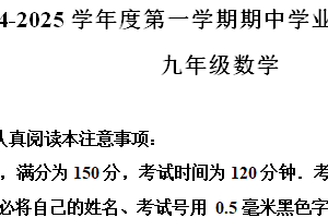 江苏省南通市崇川区2024-2025学年上学期九年级期中考试数学试题（含解析）