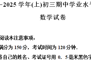江苏省南通市通州区2024-2025学年九年级上学期11月期中考试数学试题（含解析）