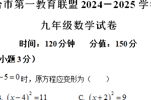 江苏省盐城市东台市第一教育联盟2024-2025学年九年级上学期11月期中数学试题（含解析）
