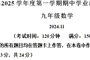 江苏省扬州市高邮市2024-2025学年九年级上学期期中考试数学试题（含解析）