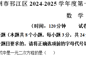 江苏省扬州市邗江区2024-2025学年九年级上学期期中考试数学试卷（含解析）