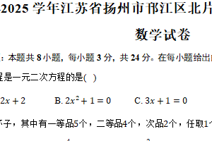 2024-2025学年江苏省扬州市邗江区北片九年级（上）期中考试数学试卷（含答案）