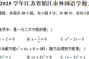 2024-2025学年江苏省镇江市外国语学校九年级（上）期中数学试卷（含答案）