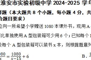 江苏省淮安市实验初级中学2024-2025学年九年级上学期数学期中测试卷（含答案）