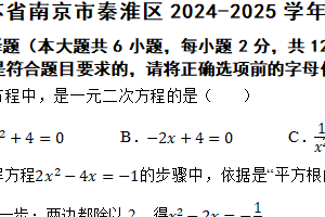 江苏省南京市秦淮区2024-2025学年九年级上学期数学期中试卷（含答案）